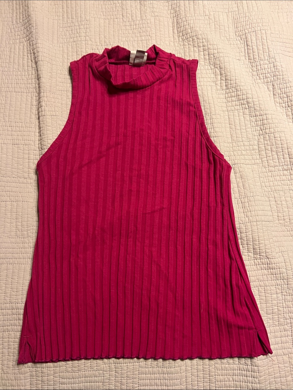 a new day Ribbed Sleeveless Mock Neck Tank - Fuchsia Pink